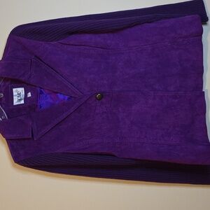Live a Little Purple Women's Suede Blazer. Knit Sleeves. Small. Vintage